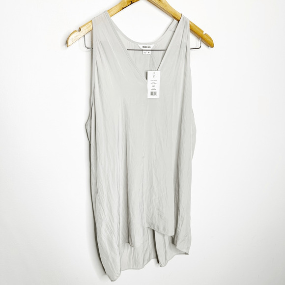 HELMUT LANG Satin V Neck Tank Top GRAY silky womens MEDIUM NWT - Picture 3 of 7
